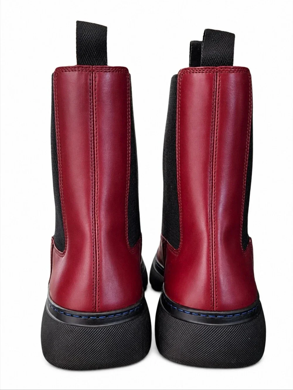 BURBERRY | Creeper Chelsea Boots Plum Red Leather Lug Sole EU 44.5 / US 11.5